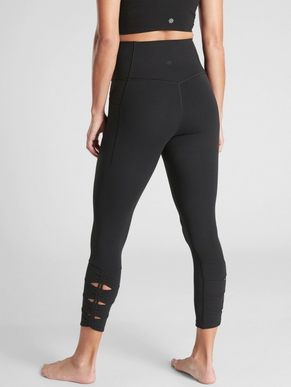 Athleta Salutation Stash Pocket II Cutout 7/8 Leggings Black Size Small